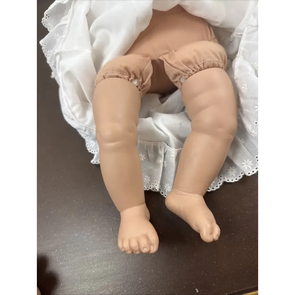 Madame Alexander 2018 Baby Doll Purple Eyes White Christening Baptism Gown Dress